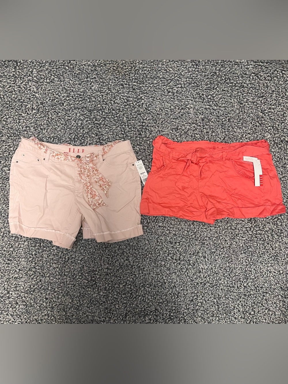 2 Elle Women’s Belted Shorts in Light Pink & Coral